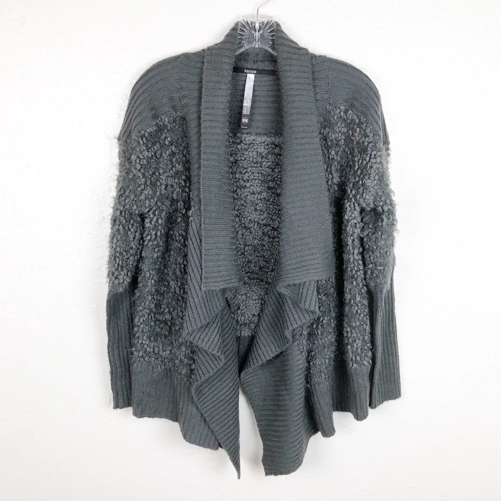Kensie Chunky Knit Drape Open Front Cardigan M